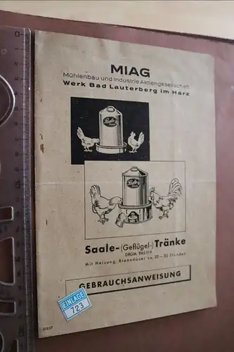 alte Gebrauchsanweisung MIAG Bad Lauterbach - Saale-Tränke 