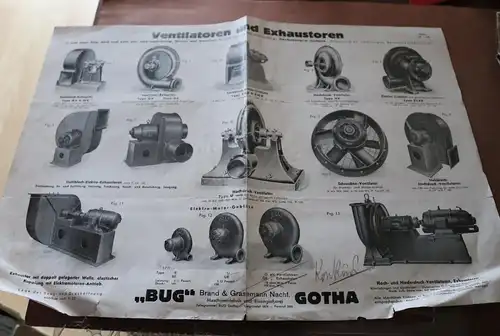 altes Produktblatt - BUG Gotha - Ventilatoren und Exhaustoren - 30-40er Jahre