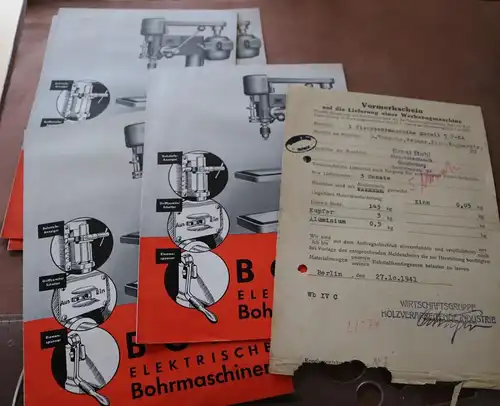 alte Produktblätter Bohl Oranienburg elektrische  Bohrmaschinen 1941 