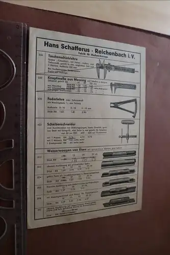 altes Produktblatt - H. Safferus Reichenbach Meßwerkzeuge 30-40er Jahre