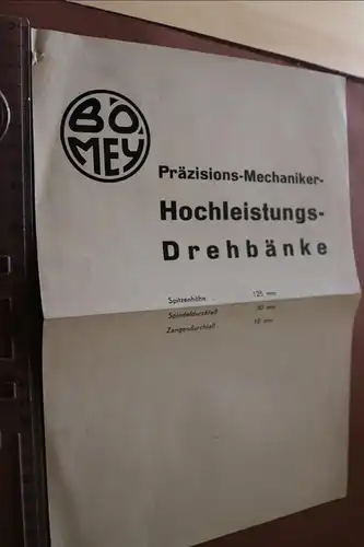 altes Produktblatt - Bömey - Leipzig Hochleistungs-Drehbänke - 40er Jahre