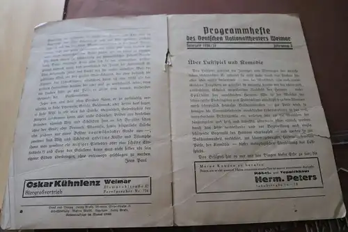 altes Programmheft Deutsches Nationaltheater Weimar 1936/37