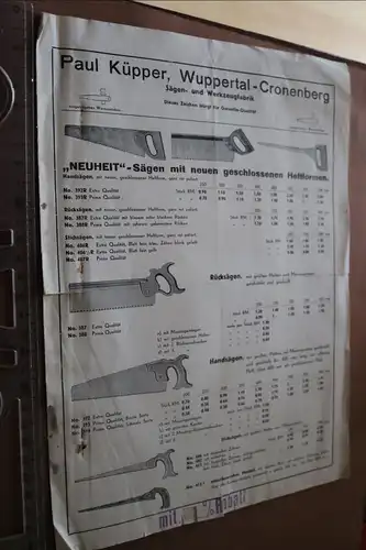 altes Produktblatt - P. Küpper Wuppertal Cronenberg - Sägenfabrik 30-40er Jahre