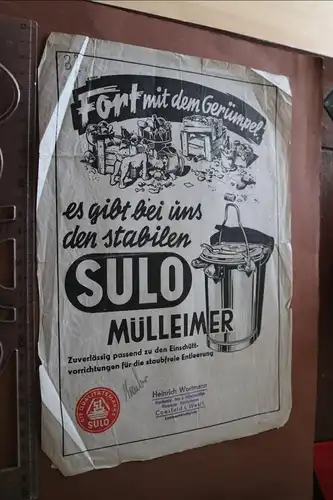 altes Werbeblatt für Sulo Mülleimer auf dünnem Pergamentpapier - 30er Jahre ?