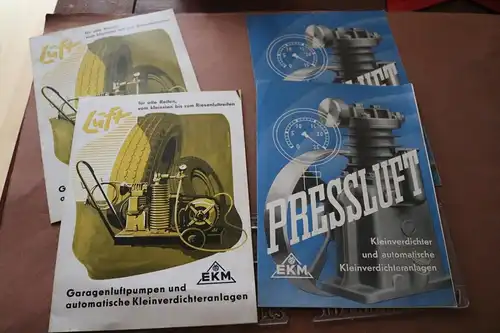 alte Produktblätter EKM Luftpumpen , Pressluft 30-50er Jahre ????