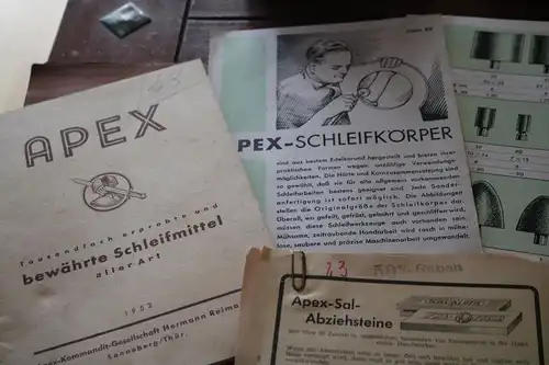 alte Produktblätter Apex Schleifmittel Sonneberg - 50er Jahre 