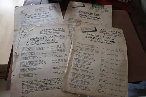 alte Preislisten der Ceraval-Werke  Freital - 50er Jahre 