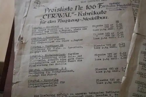 alte Preislisten der Ceraval-Werke  Freital - 50er Jahre
