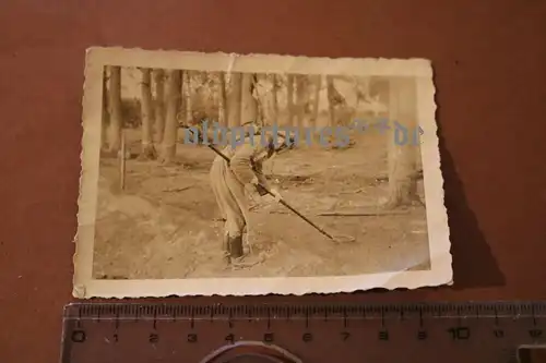 tolles altes seltenes Foto - Soldat mit Minensuchgerät - Metalldetektor 