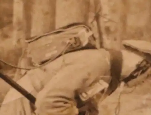 tolles altes seltenes Foto - Soldat mit Minensuchgerät - Metalldetektor