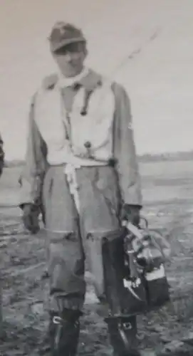 tolles altes Foto Piloten im Fliegeroverall Fledmützen , Aktentasche - General ?