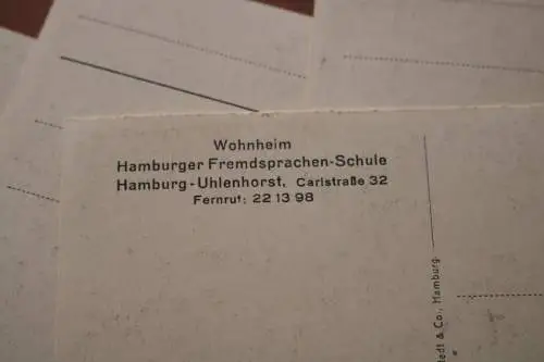 vier tolle Karten Zimmer - Wohnheim Hamburger Fremdsprachen-Schule 30-40er Jahre