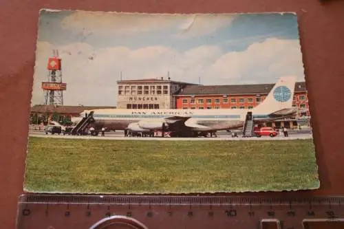 tolle alte  Karte - München Flughafen mit PAN AM Flugzeug  60er Jahre ?