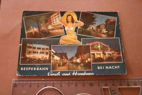 tolle alte  Karte - Gruß aus Hamburg - Reeperbahn bei Nacht 50er Jahre ?