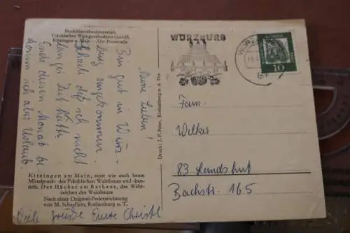 tolle alte  Karte - Fränkischer Häcker am Rathaus zu Kitzingen 50er Jahre ?