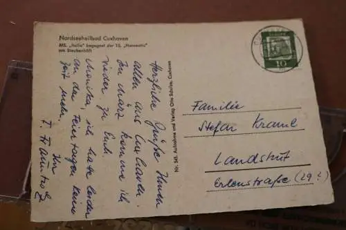 tolle alte  Karte - Nordseebad Cuxhaven  Steubenhöft - Passagierschiffe 1962