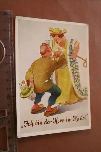 tolle alte Karikatur Karte - Ich bin der Herr im Haus 1962