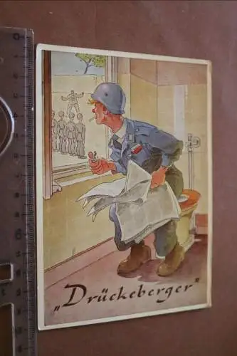 tolle alte  Karte  Karikatur - Drückeberger   60er Jahre
