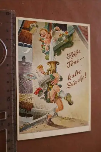 tolle alte Karikatur Karte - Heiße Töne.... kalte Dusche 60er jahre