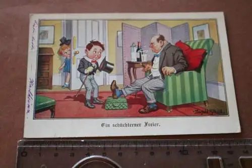 tolle alte Karikatur Karte - Ein schüchterner Freier 1928