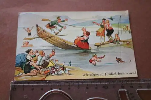 tolle alte Karikatur Karte - Wir sitzen so fröhlich beisammen 1942