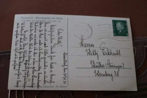 tolle alte  Karte   Düsseldorf  Blumengarten am Rhein 1931