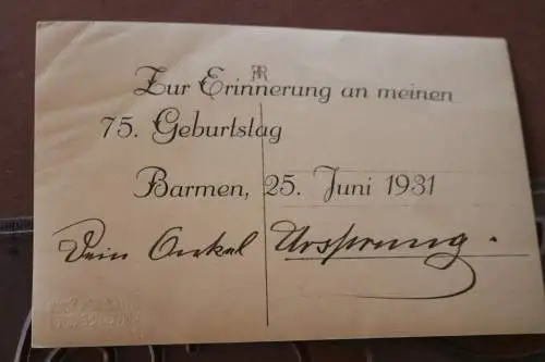 tolles altes Foto - Foto älterer Herr - 75. Geburtstag Barmen 1931