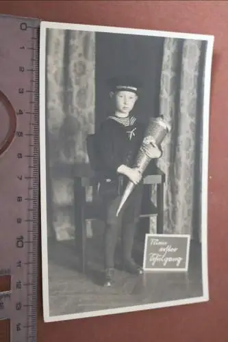 tolles altes Foto - Junge im Matrosenanzug mit Schultüte - 1910-30 ??