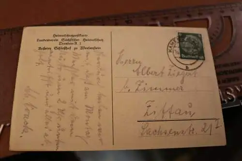 tolle alte Karte - Heimatschutzpostkarte - Schloßhof Weesenstein  1937