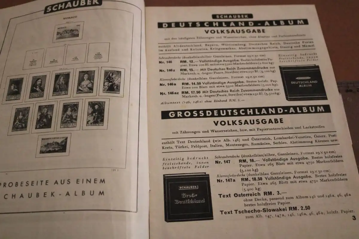 alter Schaubek Briefmarkenalbum Katalog 1940