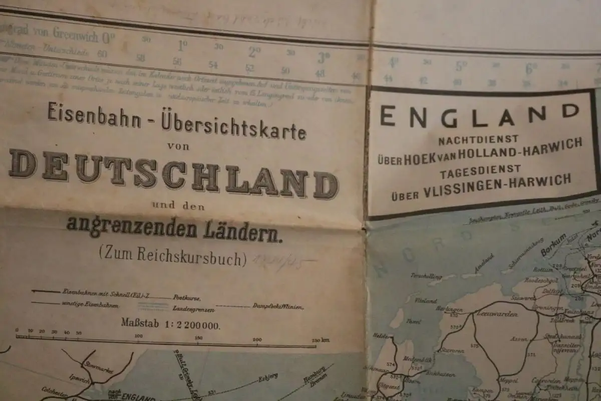 alte Eisenbahn-Übersichtskarte Deutschland und Nachbarn - 1944/45 ??