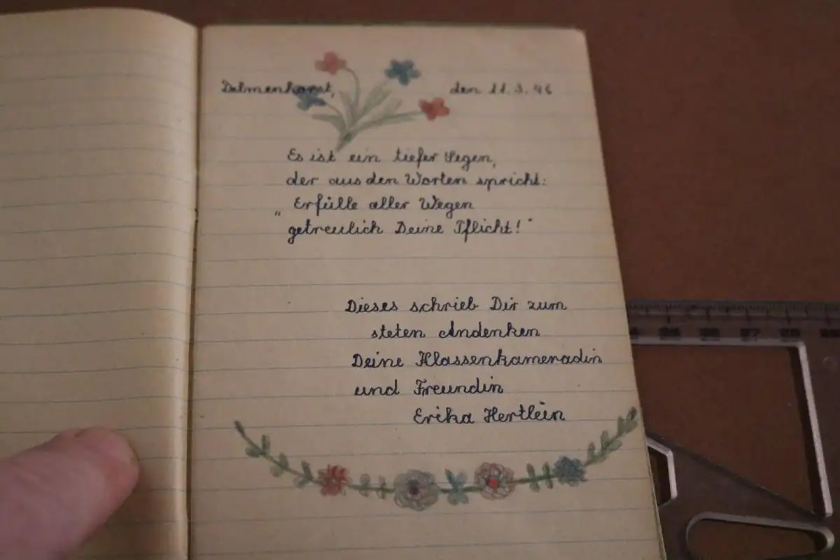 tolles altes Poesieheft Nachkriegszeit 1946 eines Mädchen aus Delmenhorst