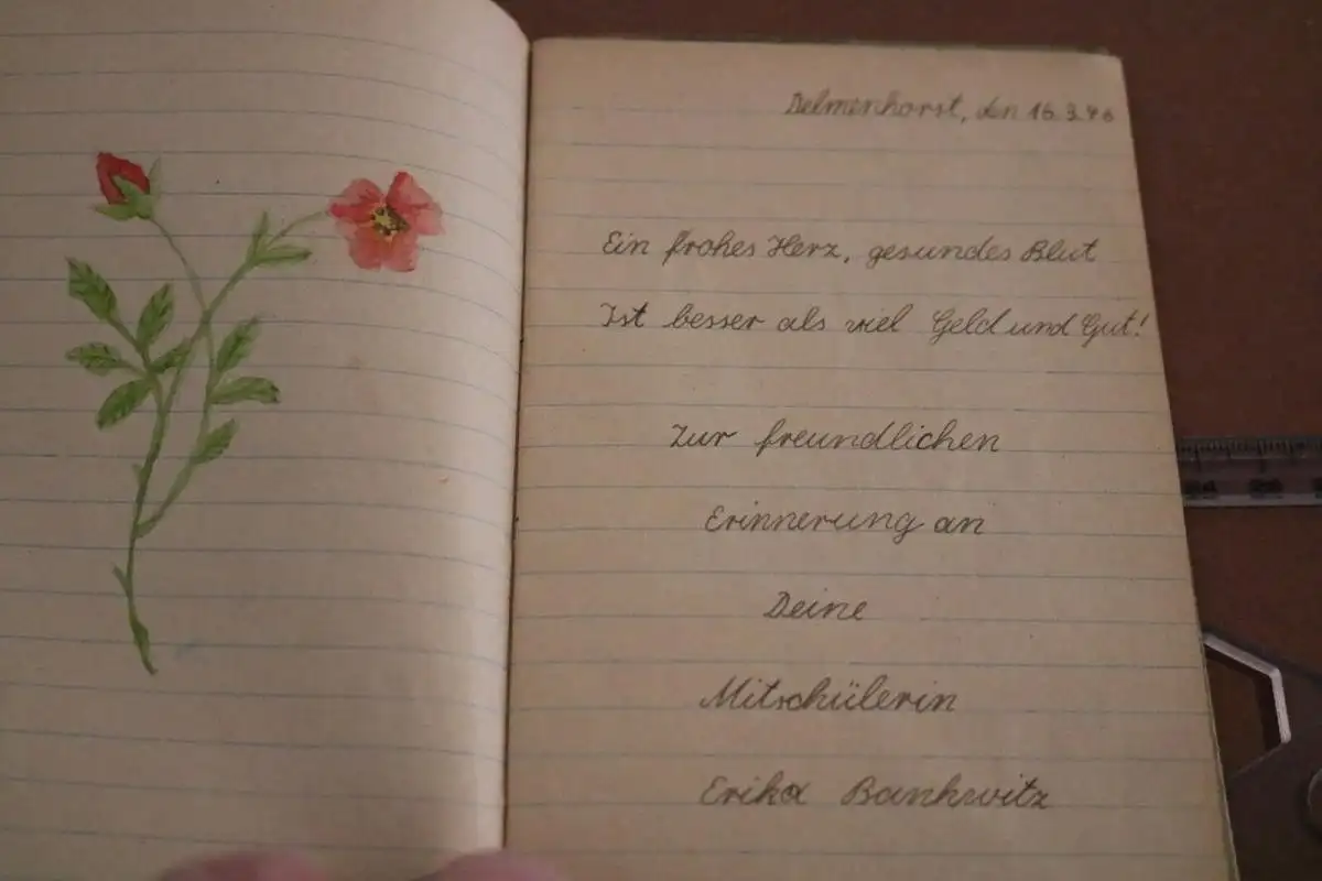 tolles altes Poesieheft Nachkriegszeit 1946 eines Mädchen aus Delmenhorst