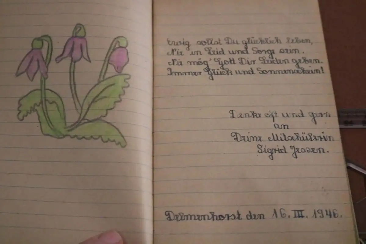 tolles altes Poesieheft Nachkriegszeit 1946 eines Mädchen aus Delmenhorst