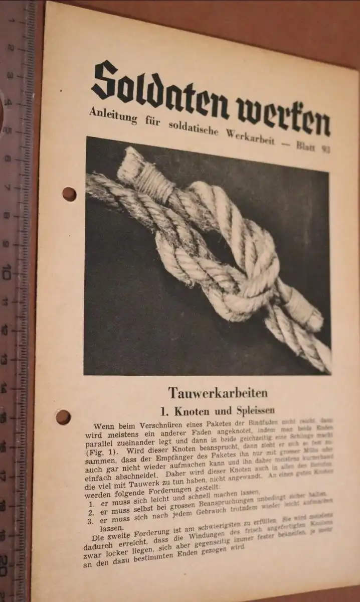 altes Blatt - Soldaten werken - Blatt 93 - Tauwerkarbeiten