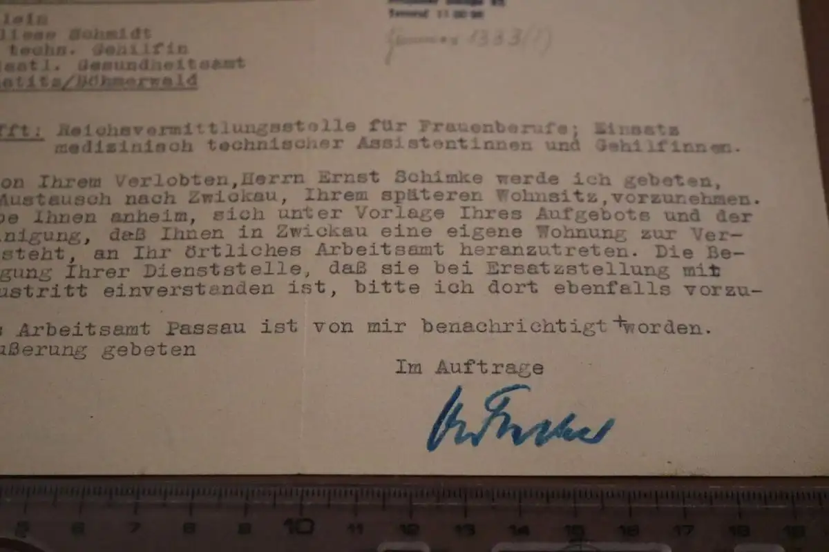 altes Papier - Schreiben - Reichsstelle für Arbeitsvermittlung 1944