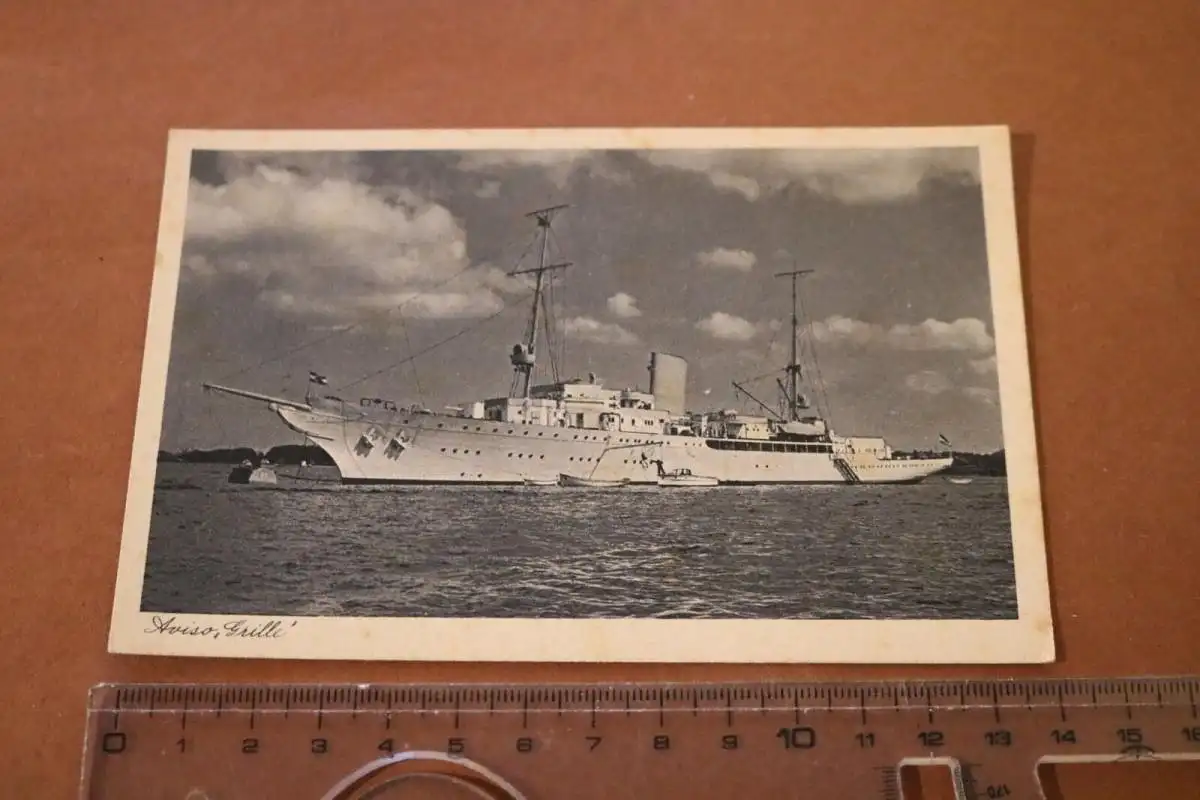 tolle alte Karte - Schiff  Aviso Grille - 30-40er Jahre