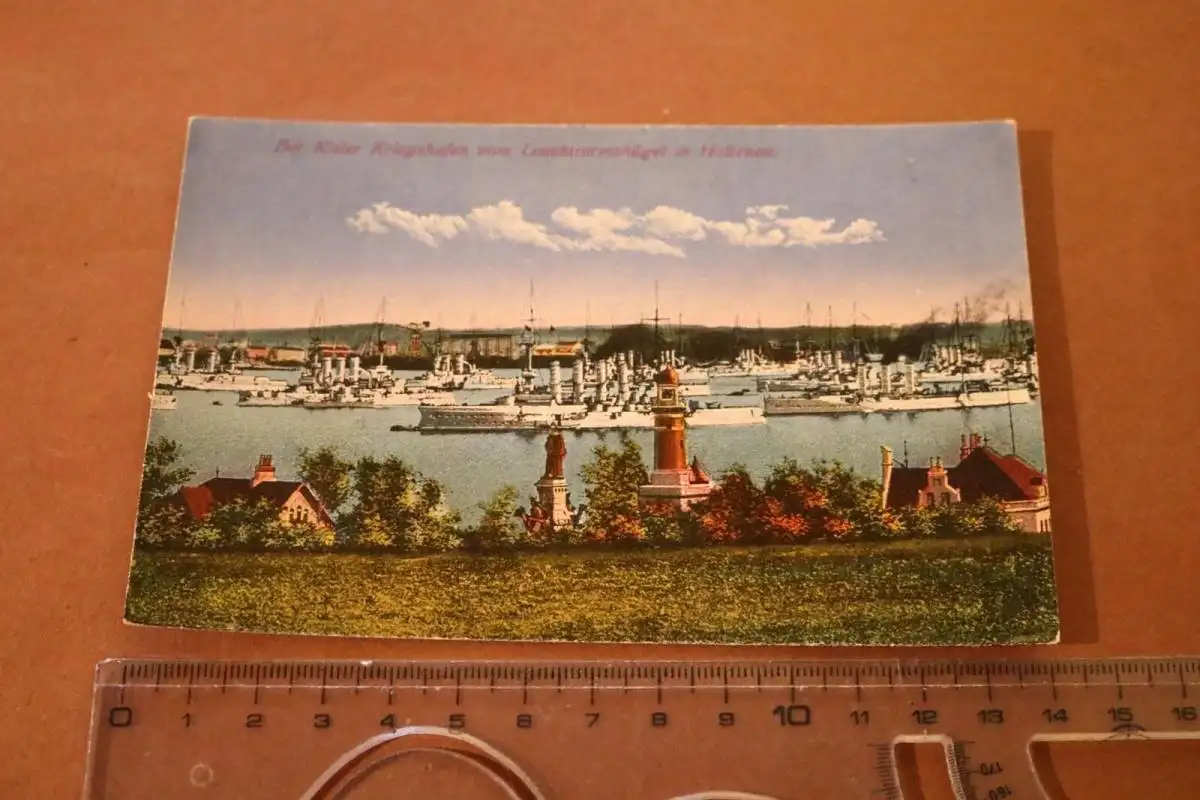 tolle alte Karte - der Kieler Kriegshafen vom Leuchtturmhügel 1910-20 ?
