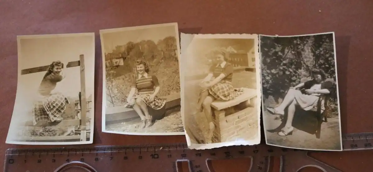 vier tolle alte Fotos - hübsche junge Frau - 1944-46