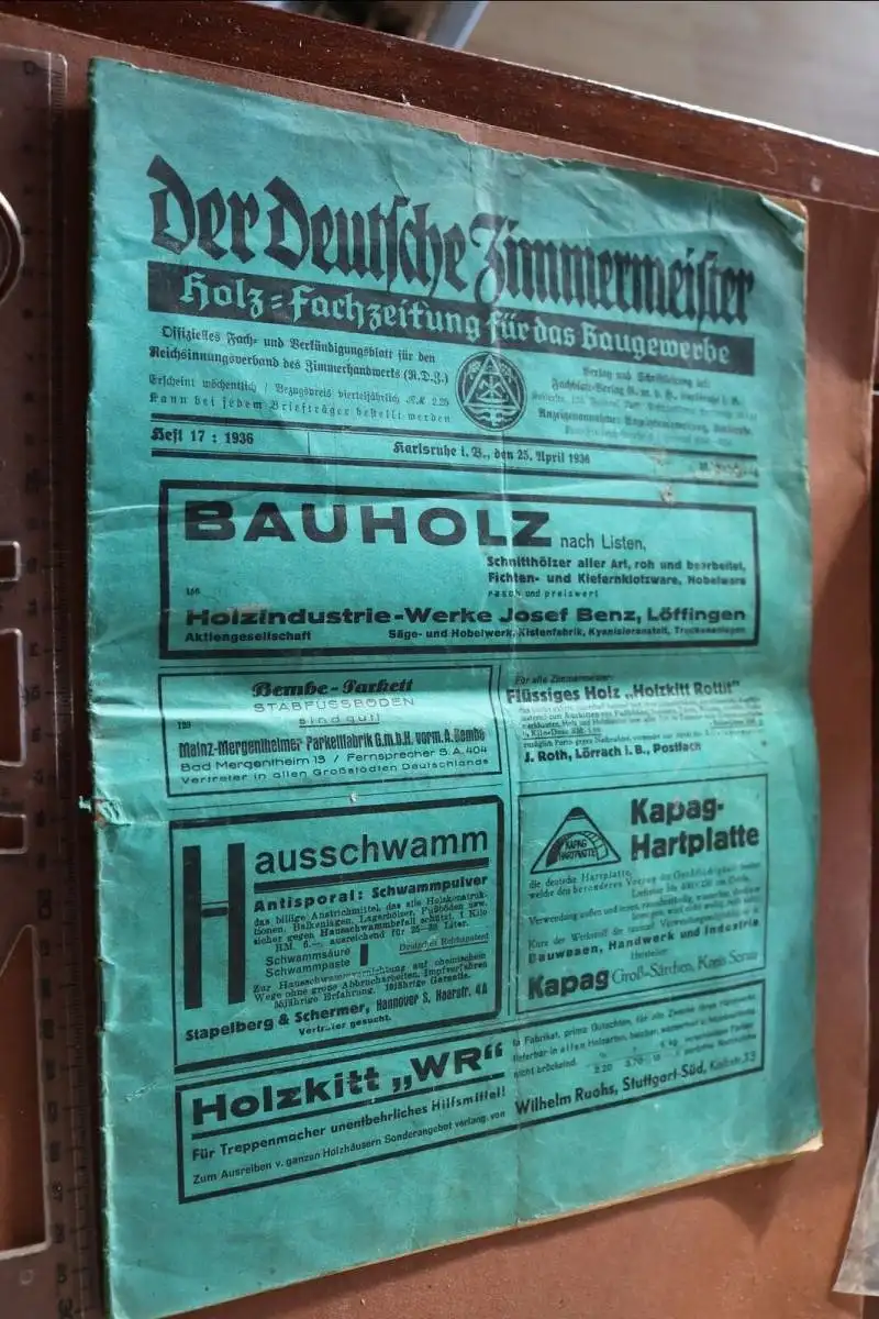 alte Zeitschrift - Der deutsche Zimmermeister - Holz-Fachzeitung 1936