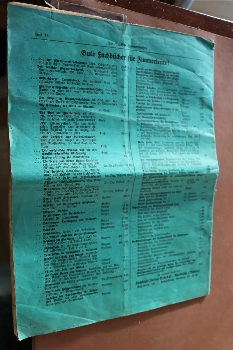 alte Zeitschrift - Der deutsche Zimmermeister - Holz-Fachzeitung 1936