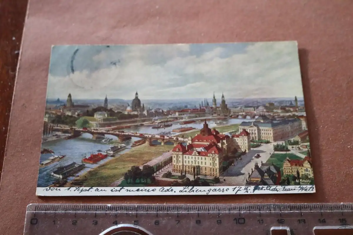 tolle alte Karte - Dresden - Vogelperspektive - 1909