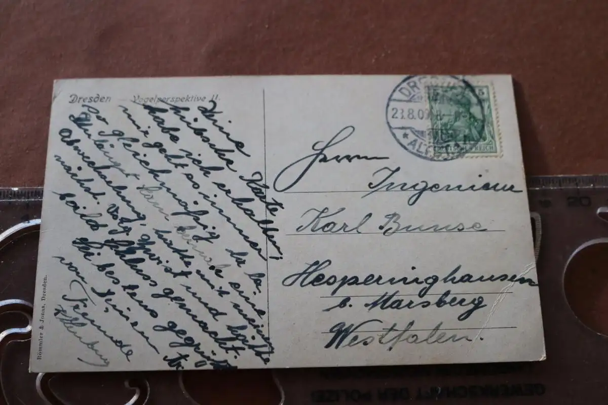 tolle alte Karte - Dresden - Vogelperspektive - 1909