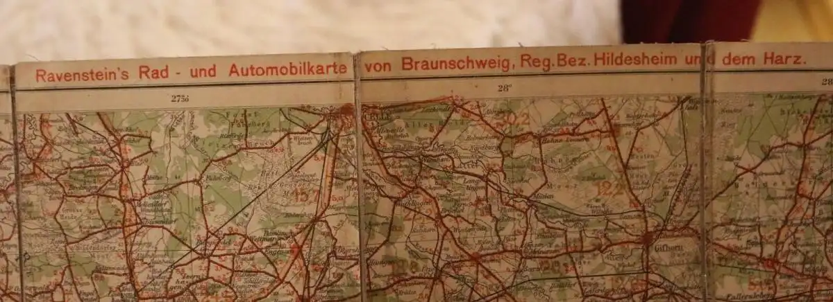 alte Ravensteins Rad- und Autokarte - Braunschweig Hildesheim Harz
