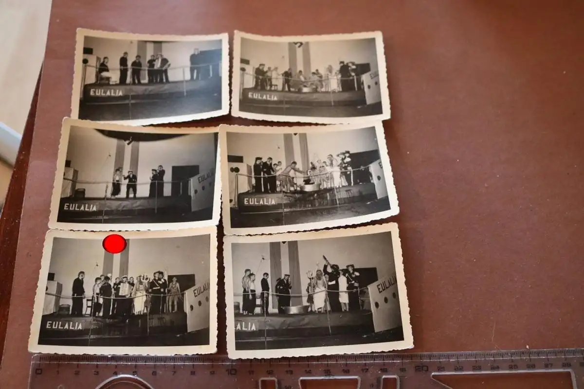 sechs alte Fotos - Jugend Pimpfe - Theater - Äquatortaufe - 1940