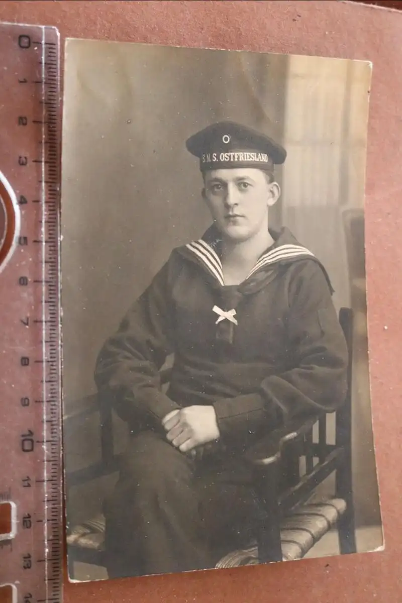tolles altes Foto - Portrait eines Matrosen der SMS Ostfriesland - Wilhelmshaven