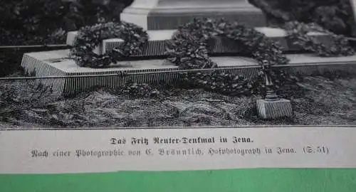 alter Ausschnitt - das Fritz-Reuter Denkmal in Jena 