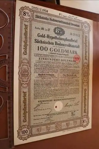 alter Gold-Hypothekenpfandbrief Sächsische Bodencreditanstalt 1928