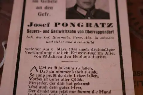 altes Sterbebild eines Soldaten - Krimschild gefallen 1944 bei Kriwoy-Rog