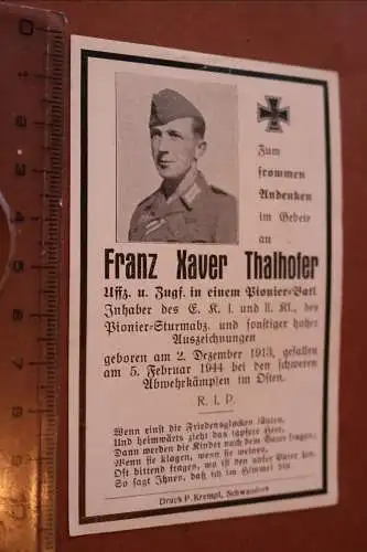 altes Sterbebild eines  Pionier gefallen 1944 bei Borissow 